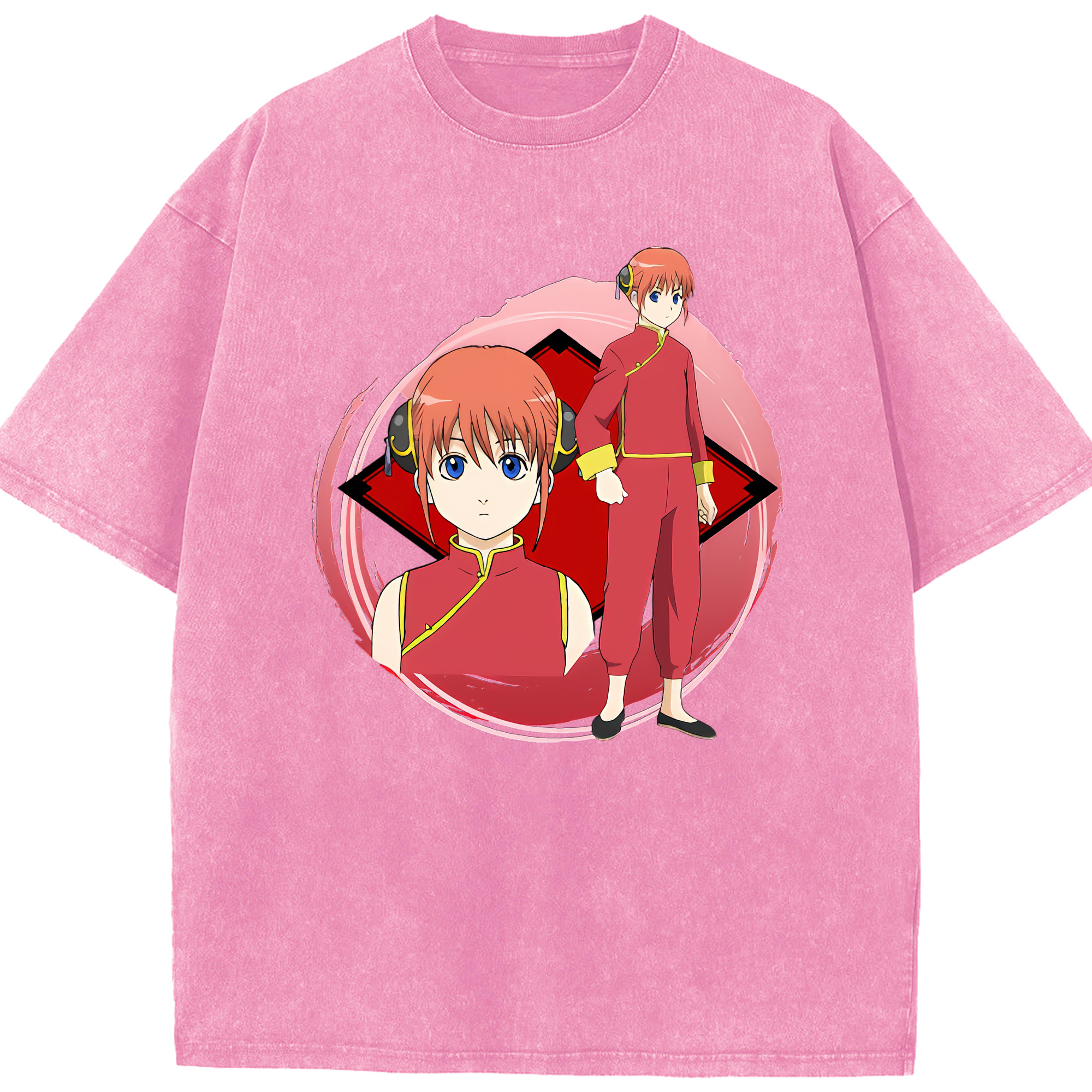 （画像用） ぎんたま 坂田銀時（さかたぎんとき） 神楽 志村新八（しむら しんぱち） GINTAMA Sakata Gintoki Kagura Shimura Shinpachi 綿100% ヴィンテージ風 半袖Tシャツ（フロントプリント）